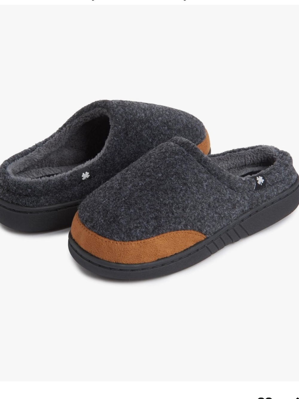 Lucky Brand Boy's Fleece Clog Micro Suede Tab Slippers in Charcoal Size 13/1